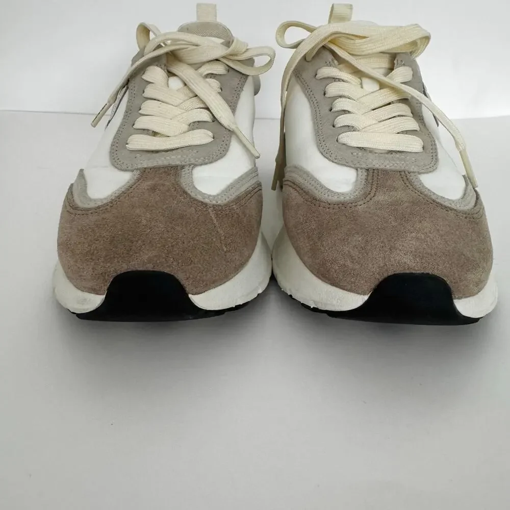 Tory Burch Good Luck Trainer Sneakers Suede Trim White/Tan Women's 9.5M